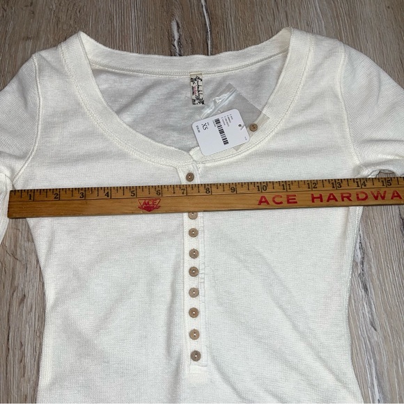NEW Free People Dylan Thermal Bodysuit Top w/ Thumbhole Ivory Womens Size XS - Picture 7 of 11